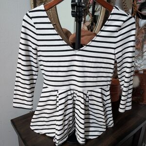 Striped Black and White Women's Top